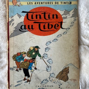 Les Aventures de Tintin: Tintin au Tibet by Hergé, First Edition Hardcover Comic Book in French, Published in 1960 by Casterman