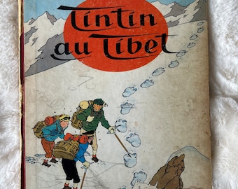 Les Aventures de Tintin: Tintin au Tibet de Hergé, primeira edição de quadrinhos de capa dura em francês, publicada em 1960 por Casterman