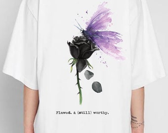 Oversized Unisex T-shirt | Butterfly T-Shirt | Rose T-Shirt | Graphic T-Shirt | Cool Gift | Aesthetic T-Shirt