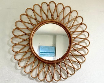 Rattan Boho Mirror, Boho Mirror, Minimalist Mirror, Handmade Wall Decor, Boho Wall Decor Mirror, Entryway,Decorative Mirror