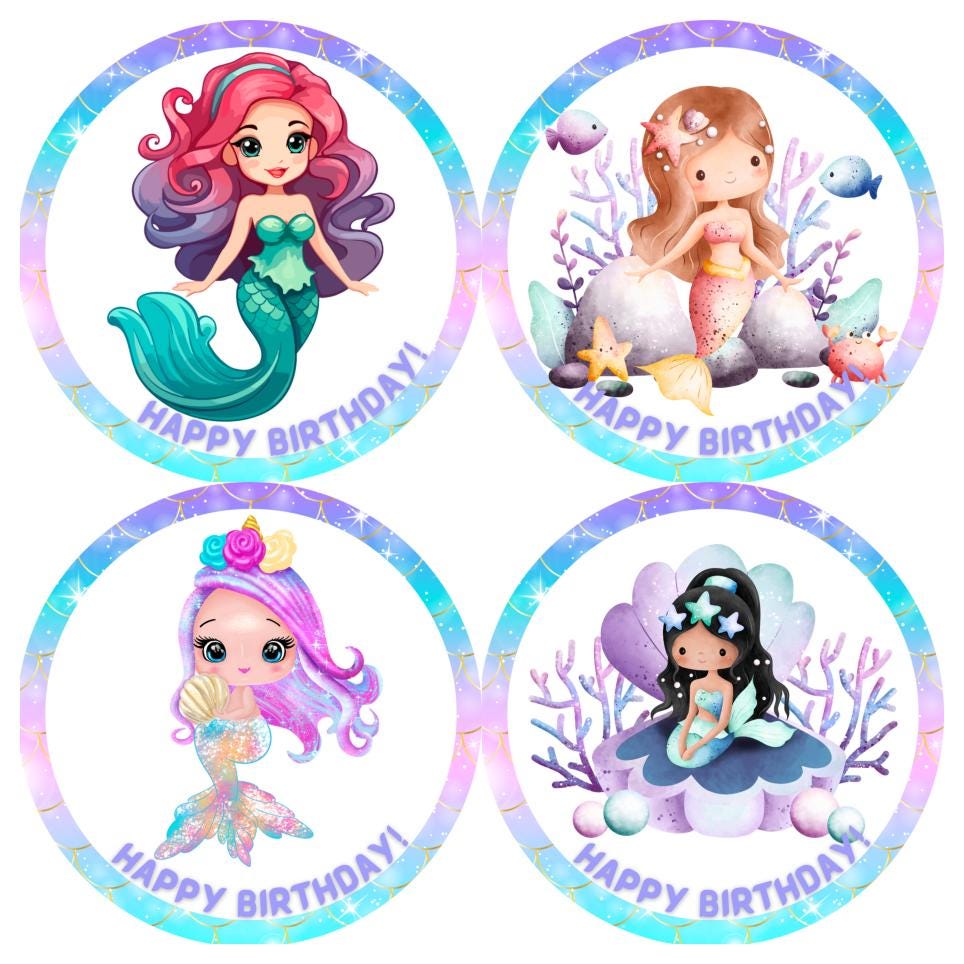 23 Pcs Mermaid Birthday Cake Topper Set - Glitter Cupcake Decorations For Girls Party