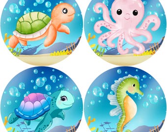 Adornos para cupcakes con temática marina, decoración para fiestas de cumpleaños con animales marinos (PDF)