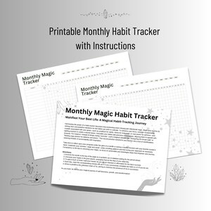 Printable Habit Tracker PDF Daily Monthly Habits Manifestation Mindfulness Journal Self-Improvement Goal Planner Personal Growth Fitness