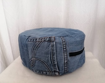 Yoga cushion made of jeans 30 cm, spelt husks