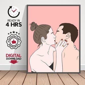 Custom Couple Digital Portrait Drawing - Minimalist Faceless Couple Portrait - Unique Gift for Valentine's Day - Love Portrait