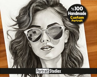 Custom Portrait Drawing - %100 Handmade  - Hand Draw - Portrait Art from Photography - Charcoal Portrait Art – Personalized Portrait