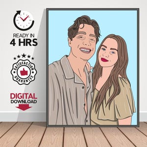 Retrato digital personalizado a partir de foto – Retrato de desenho animado – Retrato sem rosto – Arte personalizada – Presente exclusivo para qualquer ocasião