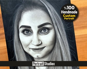 Custom Portrait Drawing - %100 Handmade  - Hand Draw - Portrait Art from Photography - Pencil Drawing Portrait – Personalized Portrait Gift