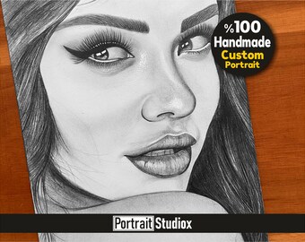 Aangepaste portrettekening - %100 handgemaakt - portretkunst uit fotografie - houtskoolkunst - houtskoolportret - portretkunst – potloodtekening