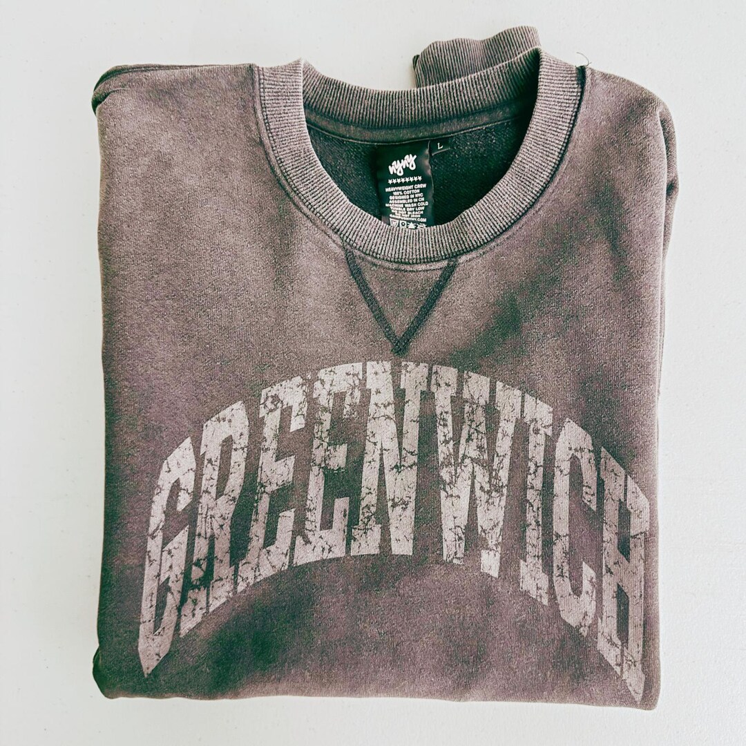 Greenwich Village NYC Crewneck | Heavyweight 500gsm Stonewash ...