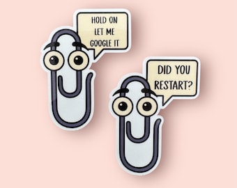 Funny Paperclip Tech Advice Stickers: Sarcastic, IT, computer, Office Humor
