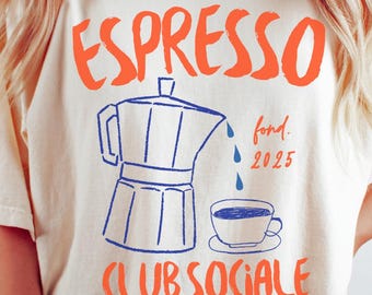 Espresso Coffee Club T-Shirt: Retro Foodie Gift, Comfort Colors