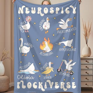 Silly Goose Neurodivergent Custom Blanket, Autism Sensory Personalized Comfort Throw