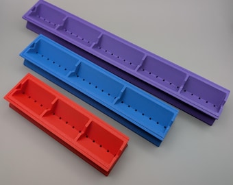 Book Binding Punch Guide & Cradle. 3 Sizes: 148mm, 210mm or 297mm available. 3D Printed.