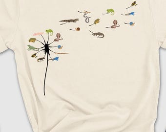 Reptile Dandelion Shirt, Herpetology Shirt, Reptiles and Amphibians of the World Tee Shirt, Frog Gift Tee, Reptile Gift, Herpetologist Shirt