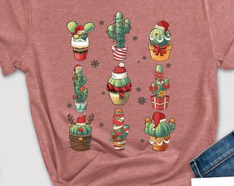 Christmas Cactus Shirt, Christmas Shirt, Cactus Christmas Tree Shirt, Cactus Lover Gift, Plant Lover Shirt, Southern Christmas, Cactus Shirt