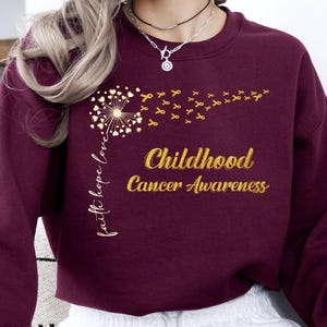 Childhood Cancer Awareness Dandelion Sweatshirt, Cancer Supporting, Child Cancer Sweatshirt, Childhood Fighter Sweatshirt, Gold Ribbon Gift