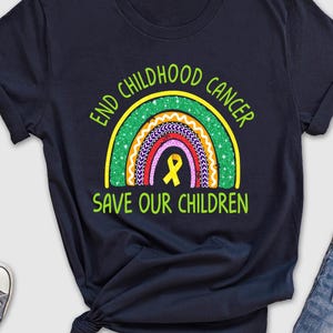 End Childhood Cancer Save Our Children Rainbow Gold Ribbon T-Shirt, Child Cancer Awareness, Child Cancer Support Shirt, Cancer Survivor Tee