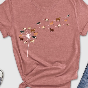 Cow Dandelion Shirt, Cow Shirt, Cow lover Shirt, Cow mom Shirt, Cow farmer Shirt, Cow Flower Tee, Dandelion Lovers Shirt, Animal lover shirt