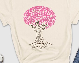 Pink Ribbon Tree Shirt, Breast Cancer Fighter Shirt, Cancer Tree Shirt, Breast Cancer Awareness Shirt, Pink Ribbon Shirt, Motivational Shirt