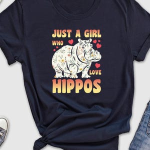Just A Girl Who Loves Hippos Shirt, Hippopotamus T-Shirt, Funny African Wildlife Animals Lover, Birthday Zoo Trip, Cute Hippos Costume Gift