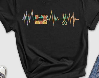 Quilter Heartbeat Shirt, Sewing Shirt, Sewer Gifts, Crafting T-Shirt, Crafter T-Shirt, Quilt T-Shirt, Quilter Shirts, Seamstress Shirt, Girl