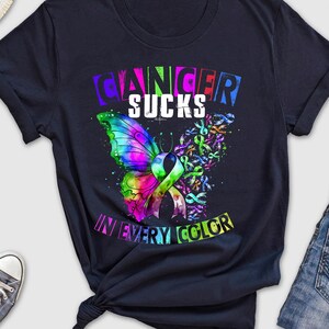 Cancer Sucks In Every Color T-Shirt, Warrior Shirts, Cancer Awareness Shirt, Cancer Survivor Gift, Nobody Fights Alone, Cancer Fighter Shirt