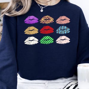 Unique Lips Sweatshirt, Valentine Lips Sweatshirt, Women Fashion Gift, Colorful Lips, Lips Lover Gifts, Unique Stylish, Kiss Lips Sweatshirt