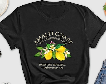 Amalfi Coast T-shirt, Amalfi Tshirt, Lemons Tshirt, Positano Italy Shirt, Southern Italy Shirt, Italian Lemons Tee, Mediterranean Travel Tee