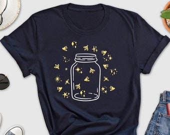 Fireflies Shirt, Mason Jar Shirt, Starry Skies Shirt, Womens Firefly Tee, Wildlife Shirt, Firefly Shirt, Moth Shirt, Bug Shirt, Insect Shirt