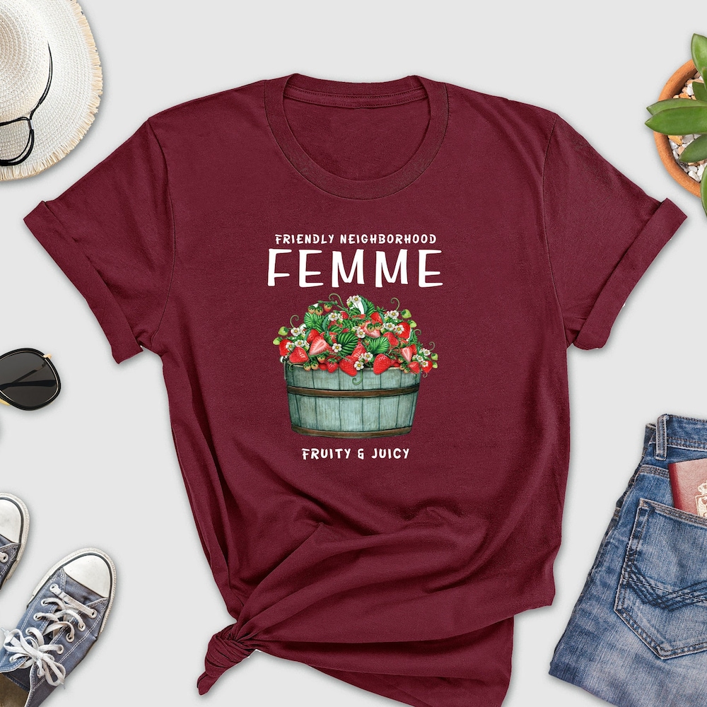 Friendly Neighborhood Femme Shirt, Fruity Shirt, Subtle Lesbian Shirt, Lgbtq Shirt, Sapphic Shirt, Lesbian Pride Shirt, Femme Lesbian Shirt