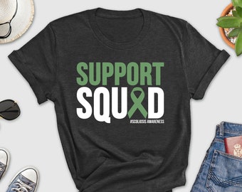 Support Squad Scoliosis Shirt, Scoliosis Awareness Shirt, Scoliosis Tee, Scoliosis Awareness Month Shirt, Green Ribbon, Scoliosis Fighter