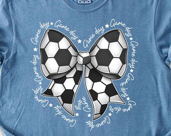 Comfort Colors® Soccer Bow Shirt, Soccer Game Day Tee, Soccer Day Tshirt, Soccer Fan Tshirt, Soccer Lover Gift Tee, Soccer Mom Gift Shirt