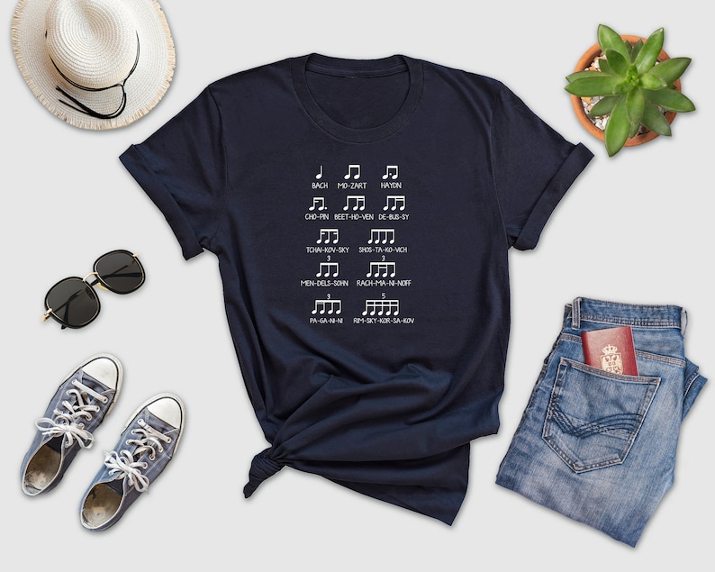 a t - shirt that has musical notes on it
