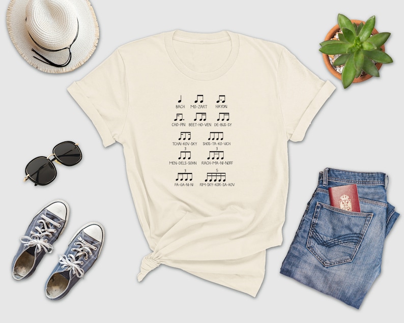 a t - shirt that has musical notes on it