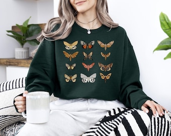 Vintage Moth Sweatshirt, Cottagecore Aesthetic Sweatshirt, Moth Sweatshirt, Butterfly Gifts, Cottagecore Sweatshirt, Aesthetic Sweatshirt