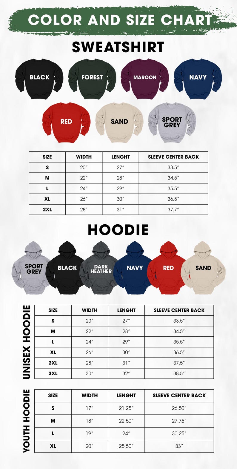 a poster with different types of sweatshirts on it