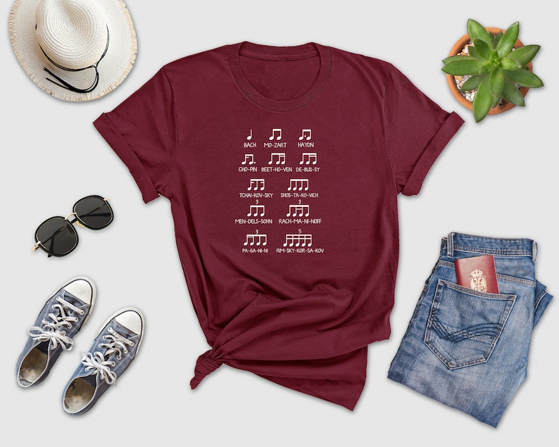 a t - shirt that has musical notes on it