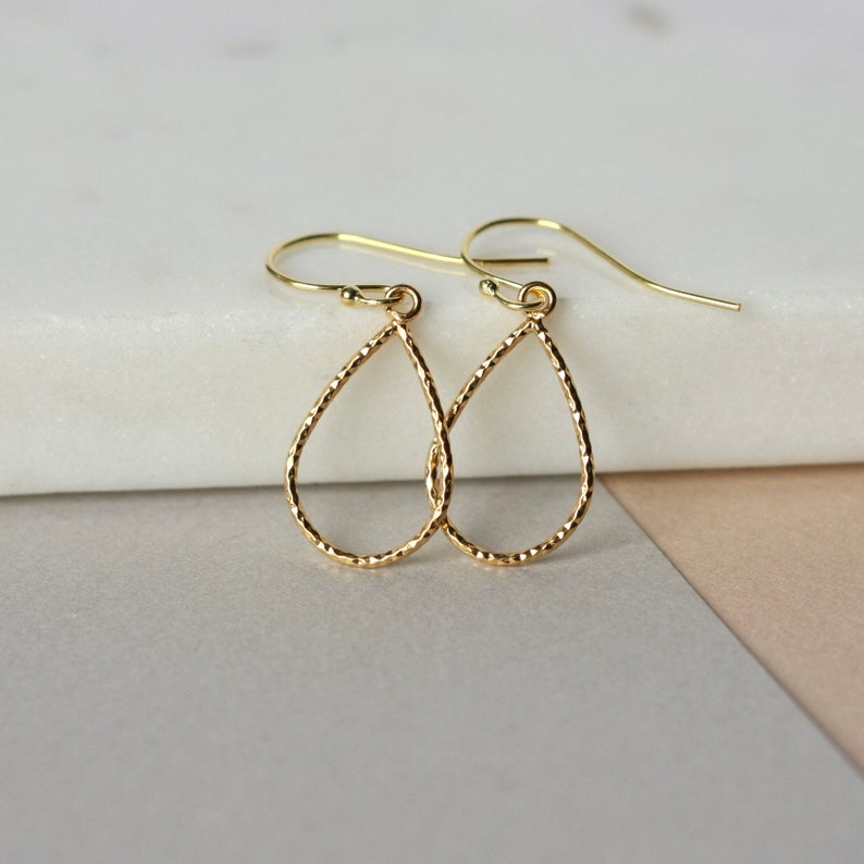 Dainty Gold Earrings, Sparkly Teardrop Earrings, Minimalist Gold Jewelry, Simple Everyday Earrings, Gift for Her, Gold Accessories image 7