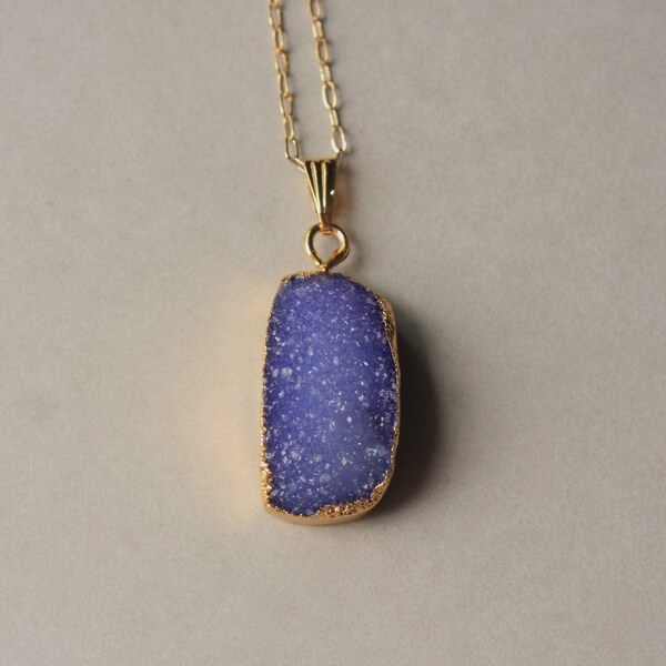 Violet Druzy Necklace, Blue Druzy Jewelry, Gold Druzy Necklace, Drusy Jewelry, Drusy Pendant Necklace, Druzy Jewellery, Jewelry Gift