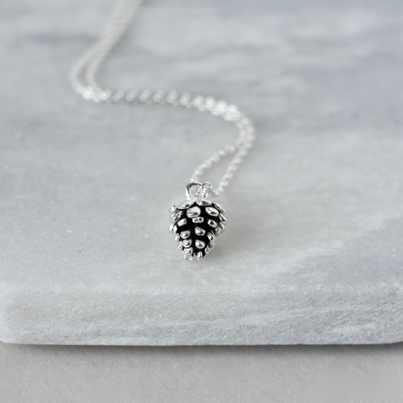 Pine Cone Sterling Silver Charm Pendant Necklace Woodland Nature Jewelry Pine Cone Sterling Silver Charm Pendant Necklace Woodland Nature Jewelry