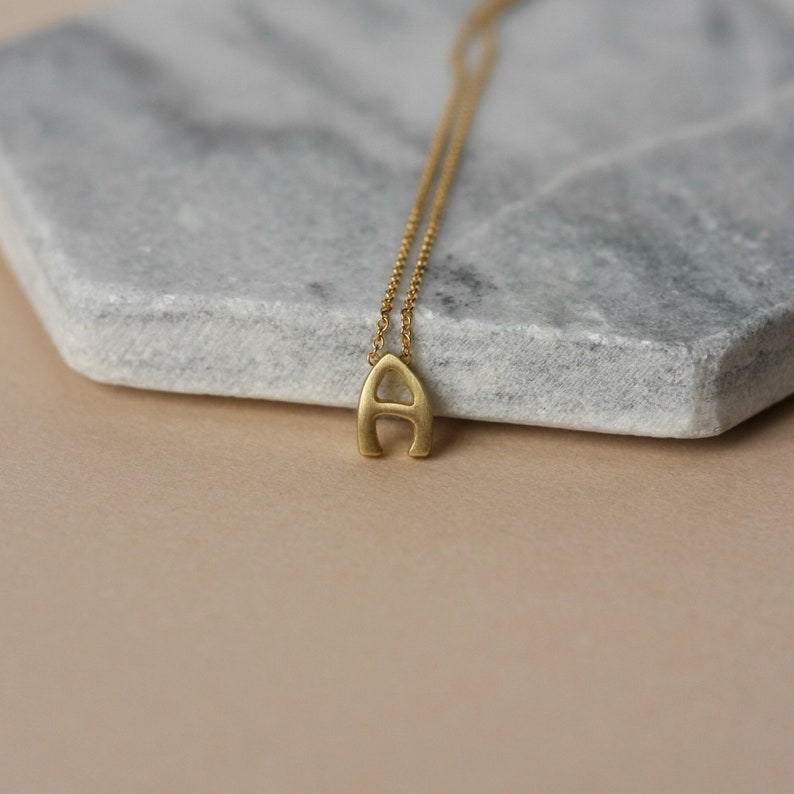 Brushed Brass Gold Letter on Gold Filled Chain