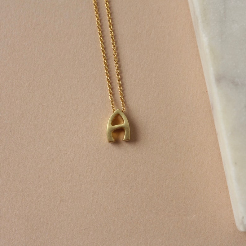 Brushed Brass Gold Letter on Gold Filled Chain