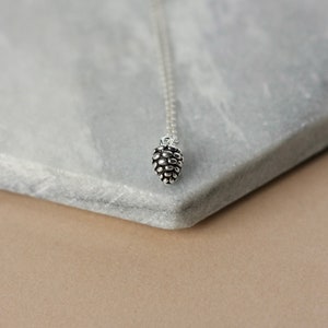 Dainty Sterling Silver Pinecone Charm on Sterling Silver Chain