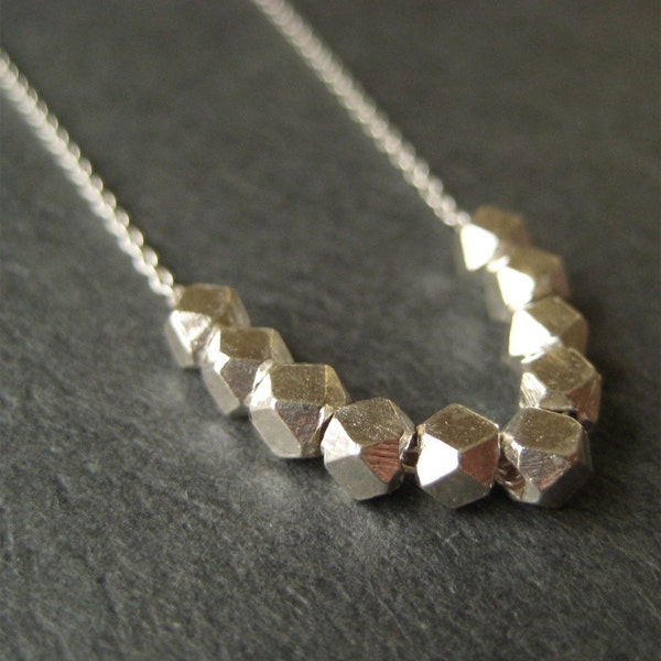 Faceted Sterling Silver Nugget Necklace