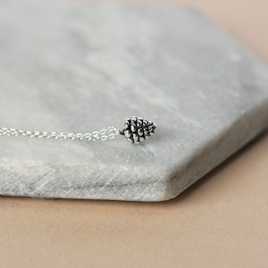 Dainty Sterling Silver Pinecone Charm on Sterling Silver Chain