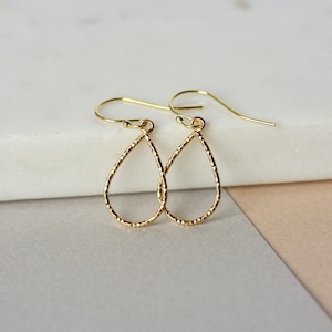 Dainty Gold Earrings, Sparkly Teardrop Earrings, Minimalist Gold Jewelry, Simple Everyday Earrings, Gift for Her, Gold Accessories image 2