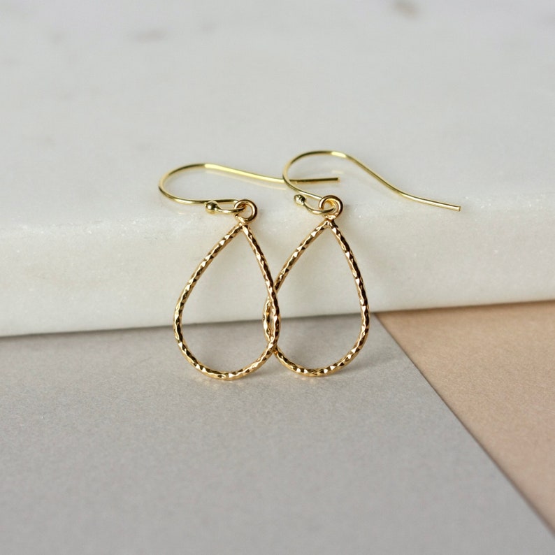 Dainty Gold Earrings, Sparkly Teardrop Earrings, Minimalist Gold Jewelry, Simple Everyday Earrings, Gift for Her, Gold Accessories image 2