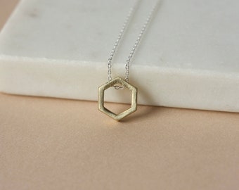 Minimalist Mixed Metal Geometric Necklace Modern Two Tone Necklace Everyday Layering Necklace Brass Silver Jewelry Gift for Her