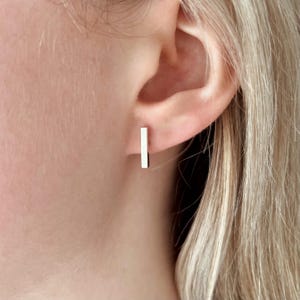 Small Sterling Silver Bar Studs, Modern Line Earrings, Minimalist Geometric Jewelry